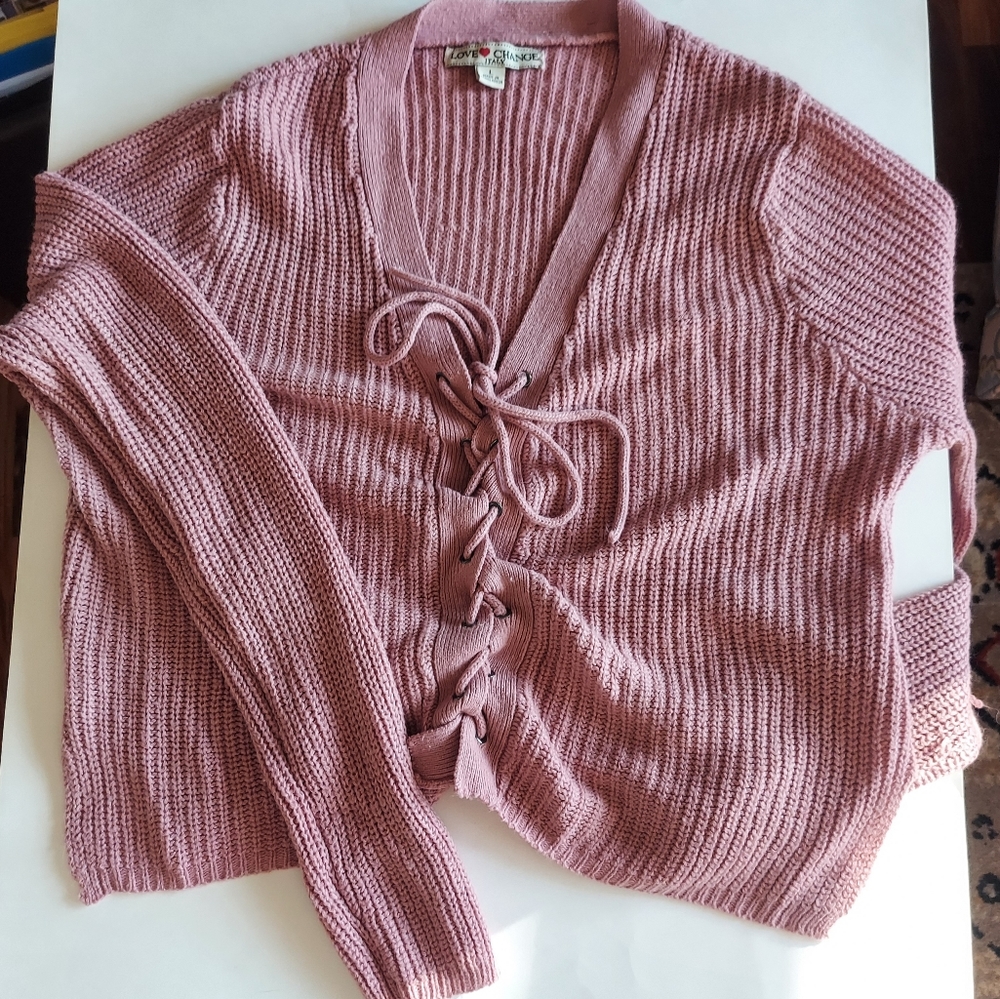 Cropped sweater with drawstring by Love Change